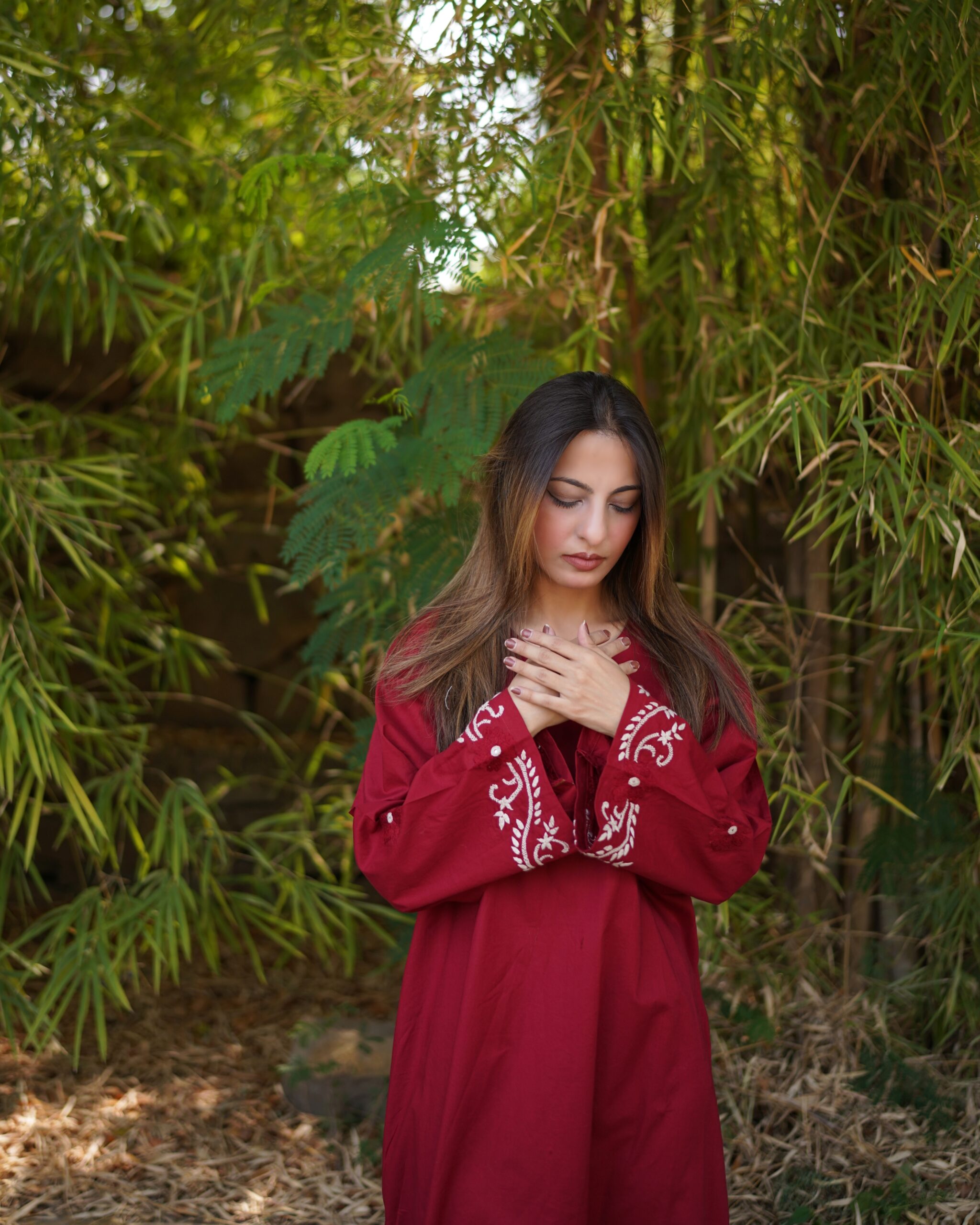 Maroon Hand Embroidered Long Kurti for Women - Image 7